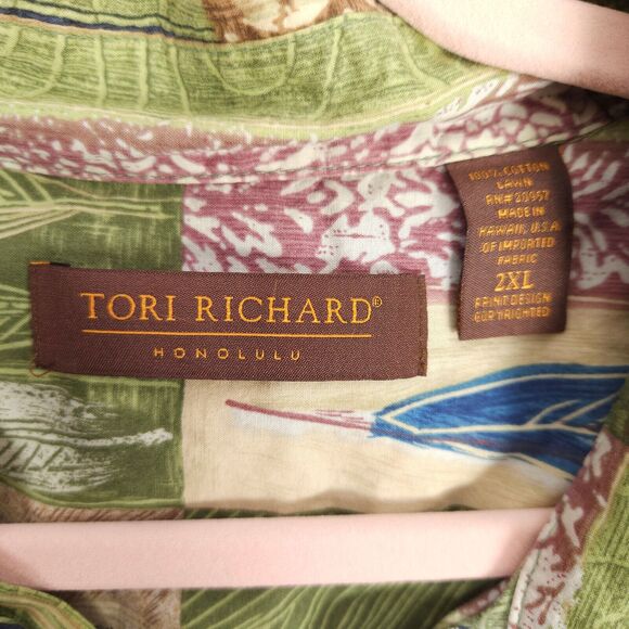 Tori Richard Honolulu Mens 2XL XXL Hawaiian Floral Button Down Shirt USA Made - Picture 3 of 6